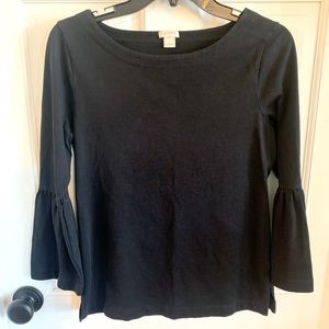 J. Crew Bell Sleeve Black Blouse